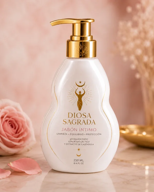 Diosa Sagrada Intimate Wash with roses and blush background